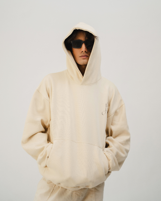 Beige Plain Hoodie