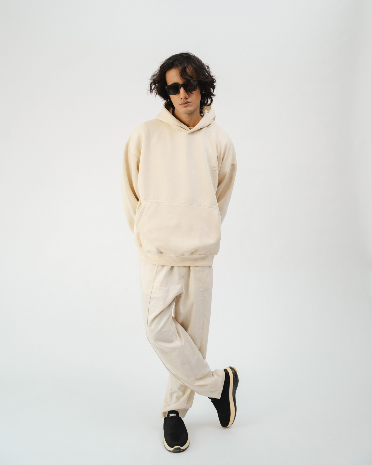 Beige Plain Hoodie