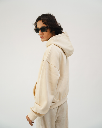 Beige Plain Hoodie